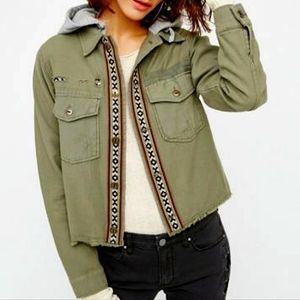 Free People Weekend Warrior Military Jacket Hood